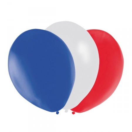 Ballon Bleu Blanc Rouge  x 12 - Diam. 29cm
