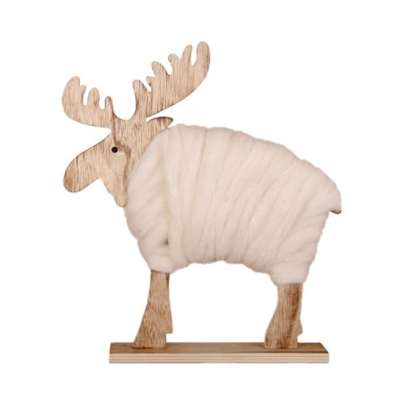 Elan en bois et laine - 22 x 6 x 26 cm