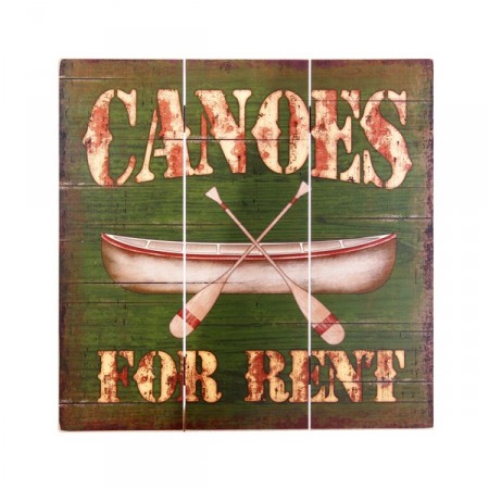 Plaque en bois Canoes For Rent 40 x 40 cm