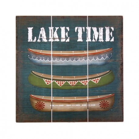 Plaque en bois Canoe Lake Time 40 x 40 cm