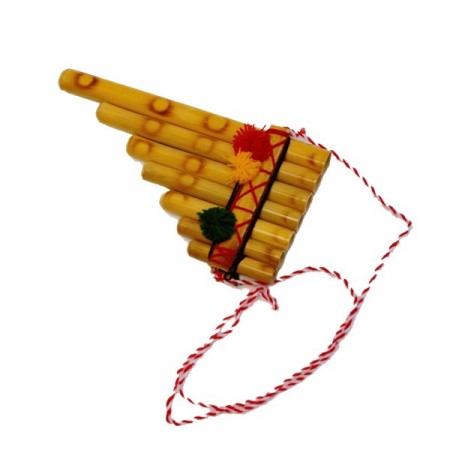 Flute de pan 7 tubes - Artisanat d'Amerique du Sud - Bambou - 9 X 16 cm