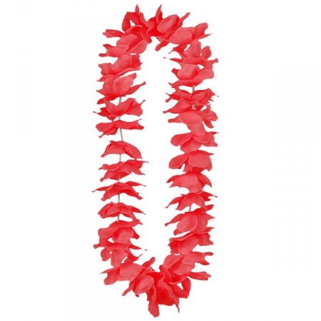 Lot de 12 colliers de fleurs rouges - tergal