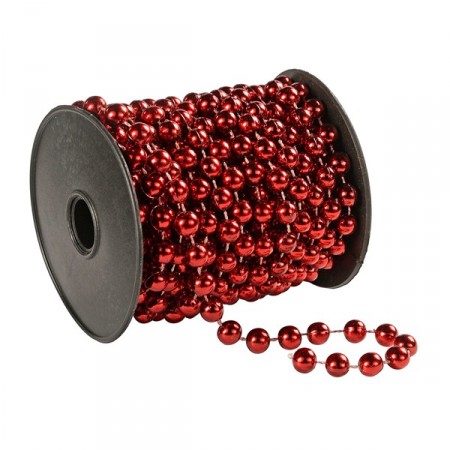 Collier de perles rouge - PVC brillant - Longueur 10 M