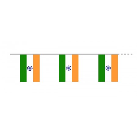 Guirlande drapeaux Inde 12 fanions 15 x 21 cm - tissu Long. 450cm