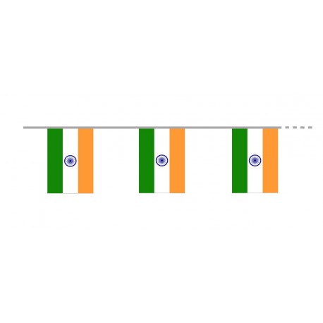 Guirlande Inde - 12 fanions 15 x 21 cm -  tissu - Long. 450cm