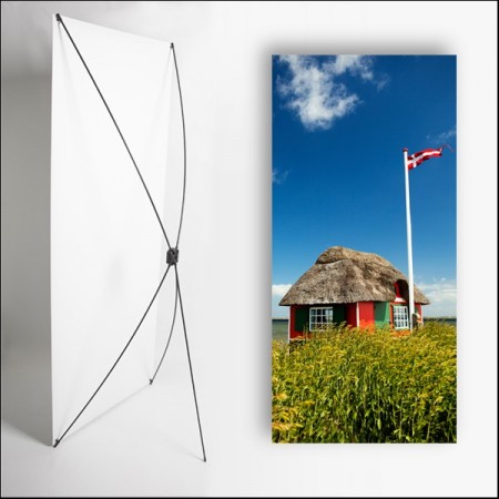 Kakemono scandinavie Cabane - 180 x 80 cm - Toile M1 avec structure  X- Banner