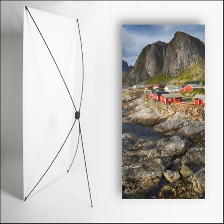 Kakemono scandinavie Village  - 180 x 80 cm - Toile M1 avec structure  X- Banner