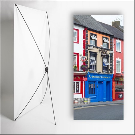 Kakemono Irlande Maisons - 180 x 80 cm - Toile M1 avec structure X- Banner