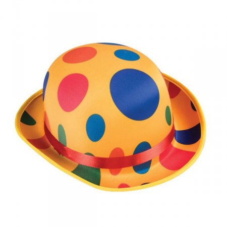 Chapeau de clown a pois en feutrine - haut 11 cm diam 27 cm