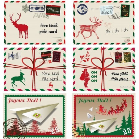 Cartes postales de NOEL x 3 à suspendre ou à coller - Carton RV 35x25 cm