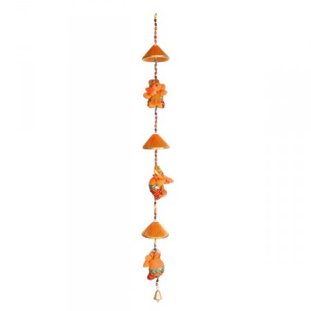 Suspension éléphants  - perle et tissus - haut: 80 cm