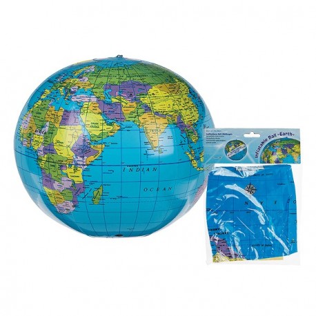 Ballon globe terrestre a gonfler - Diamètre 30 cm