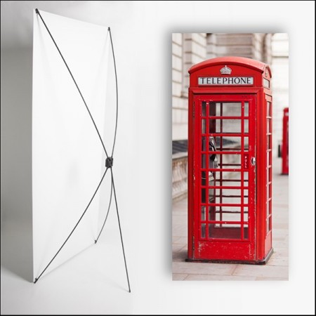 Kakemono Angleterre Cabine - 180 x 80 cm - Toile M1 avec structure X- Banner