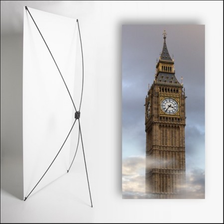 Kakemono Angleterre Big Ben - 180 x 80 cm - Toile M1 avec structure X- Banner