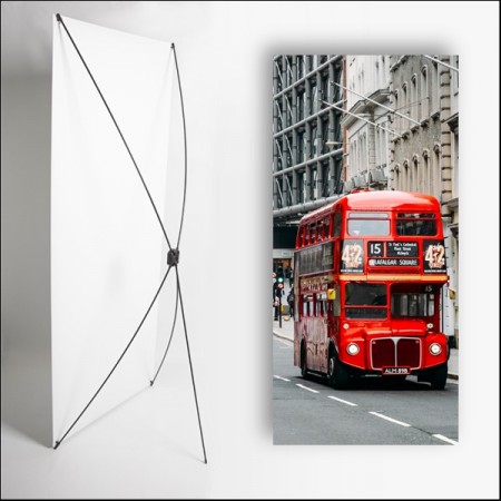 Kakemono Angleterre Bus - 180 x 80 cm - Toile M1 avec structure  X- Banner