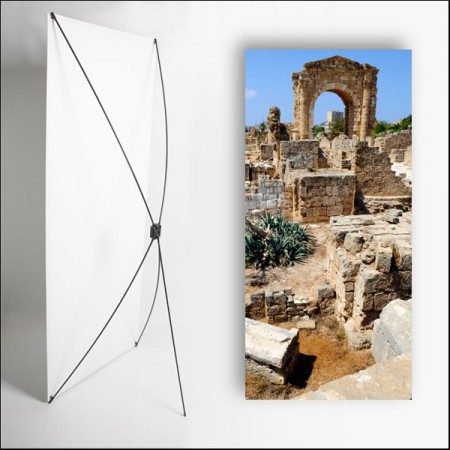 Kakemono Oriental Ruines 80 x 180 - Toile M1 / avec structure X Banner