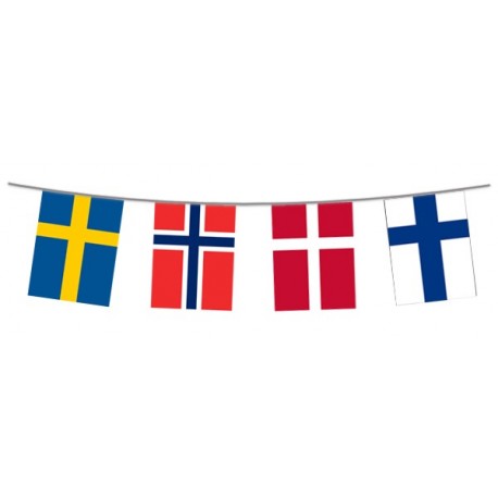 Guirlande Scandinavie (Suède,Finlande,Norvège) - 12 fanions plast. - Long. 480cm