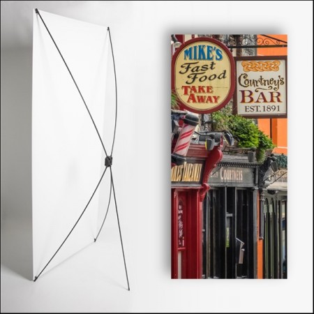 Kakemono Irlande Enseigne  - 180 x 80 cm - Toile M1 avec structure  X- Banner