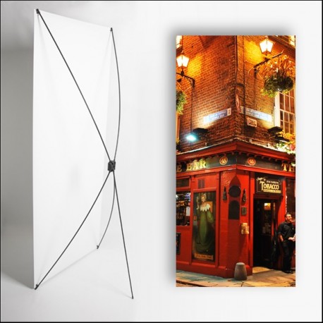 Kakemono Irlande Pub de nuit  - 180 x 80 cm - Toile M1 avec structure  X- Banner