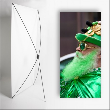 Kakemono St Patrick barbe verte - 180 x 80 cm - Toile M1 avec structure X- Banne