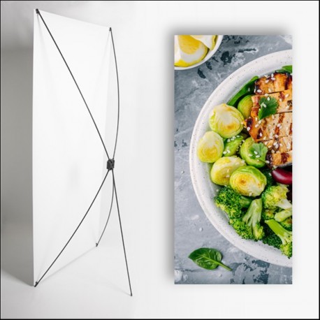 Kakemono Gastronomie - 180 x 80 cm - Toile M1 avec structure  X- Banner