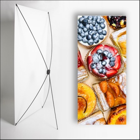 Kakemono Gastronomie Dessert - 180 x 80 cm - Toile M1 avec structure  X- Banner