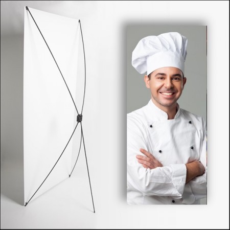 Kakemono Chef - 180 x 80 cm - Toile M1 avec structure  X- Banner