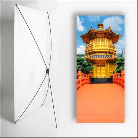 Kakemono Asie Temple - 180 x 80 cm - Toile M1 avec structure X- Banner