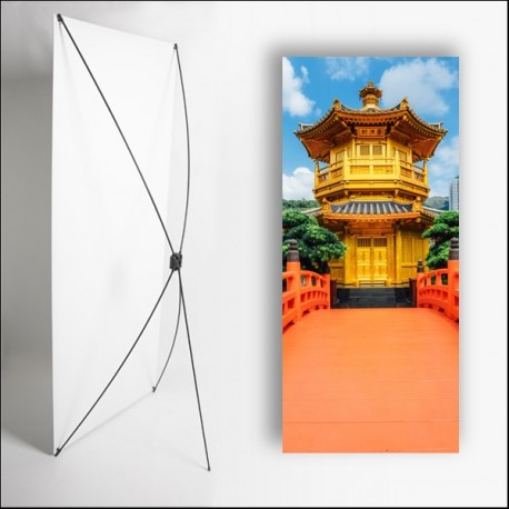 Kakemono Asie Temple 180 x 80 cm - Toile M1 avec structure  X- Banner
