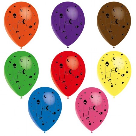 Ballon multicolore motif rugby x8 - Diam. 29cm