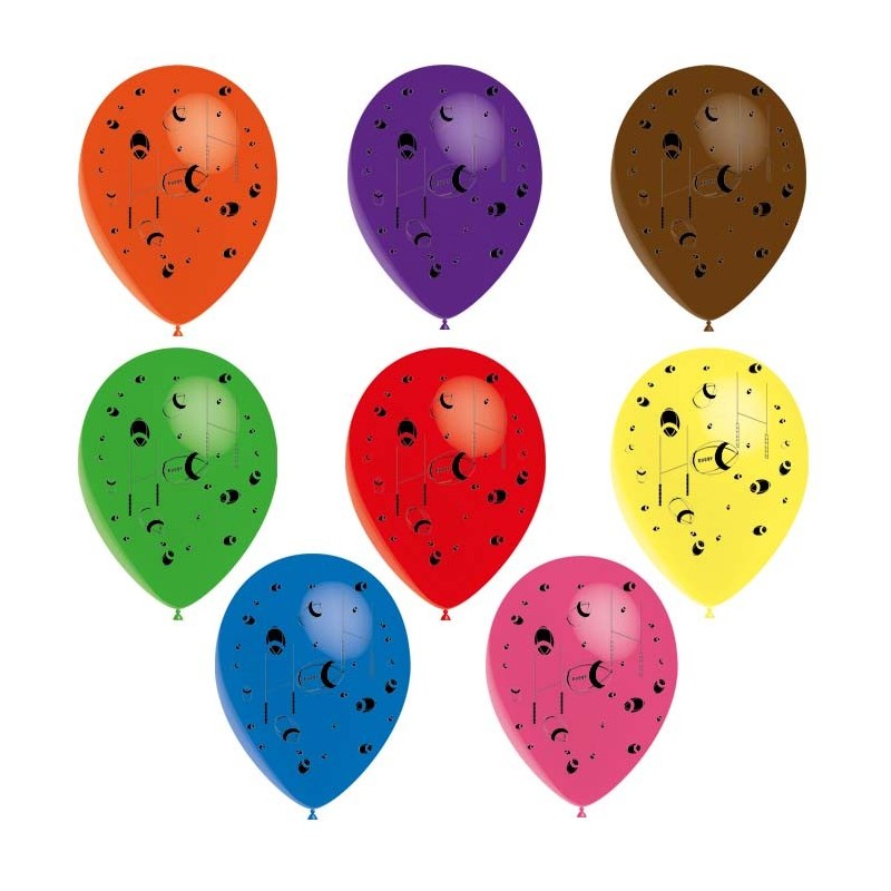 Ballon multicolore motif rugby x8 - Diam. 29cm - Décors du monde