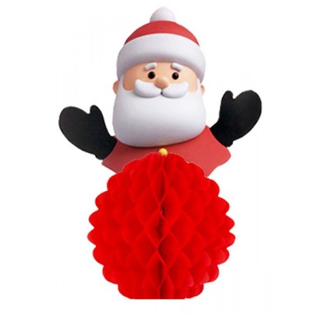 Père Noël en papier alveolé rouge et blanc - 25 cm