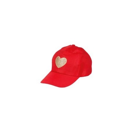 Casquette rouge cœur – Taille adulte ajustable