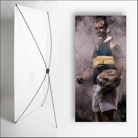 Kakemono Rugby Joueur - 180 x 80 cm sur Toile M1 avec structure  X- Banner