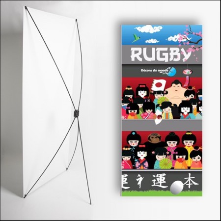 Kakemono Rugby Tribune - 180 x 80 cm sur Toile M1 avec structure  X- Banner