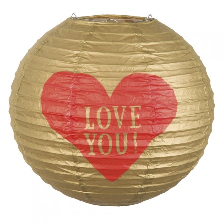 Lampion doré Love You papier - Diam. 25cm