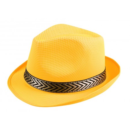 Chapeau Funky jaune - Polyester / Taille Adulte - haut 13 cm diam 29 cm