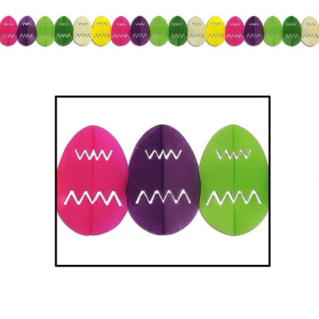 Guirlande en papier Oeufs de Pâques multicolores - Long. 370 cm