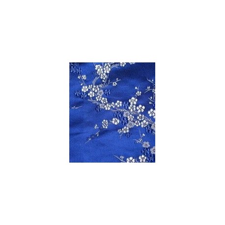 Tissu bleu à fleur blanche / Larg. 150 cm - coupe de 2m