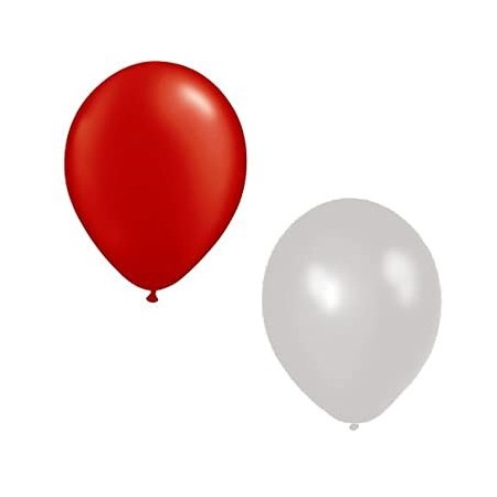 Ballons rouges et blancs x 12 - Diam. 29cm