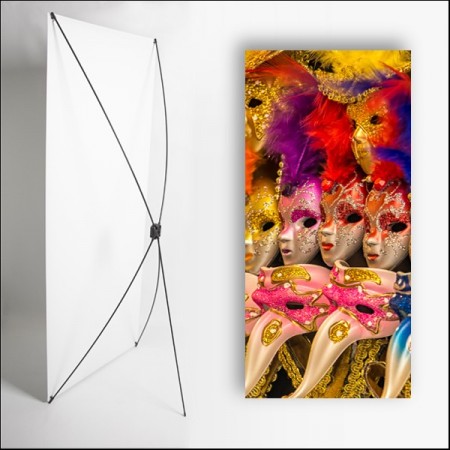 Kakemono Italie Masque  - 180 x 80 cm sur Toile M1 avec structure  X- Banner