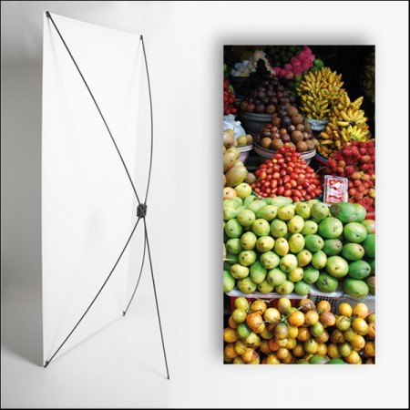 Kakemono Exotique Fruits - 180 x 80 cm - Toile M1 avec structure X- Banner