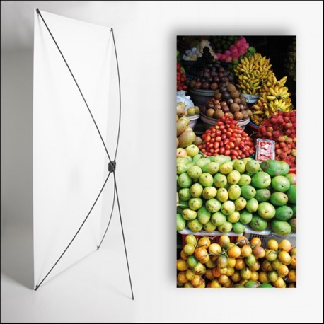 Kakemono Exotique Fruits - 180 x 80 cm sur Toile M1 avec structure  X- Banner