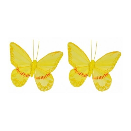 Set de 2 Papillons Jaunes /  10x8.5 cm