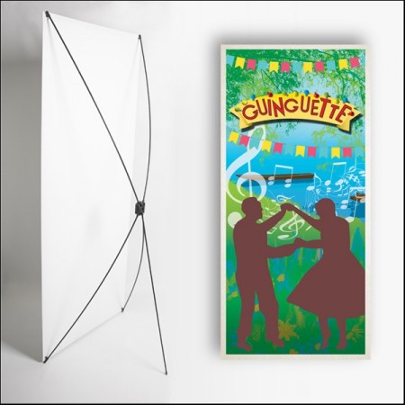 Kakemono Guinguette 2 - 180 x 80 cm - Toile M1 avec structure X- Banner