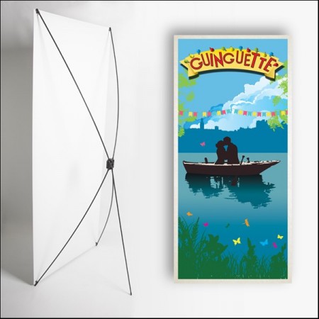 Kakemono Guinguette 5 - 180 x 80 cm - Toile M1 avec structure X- Banner