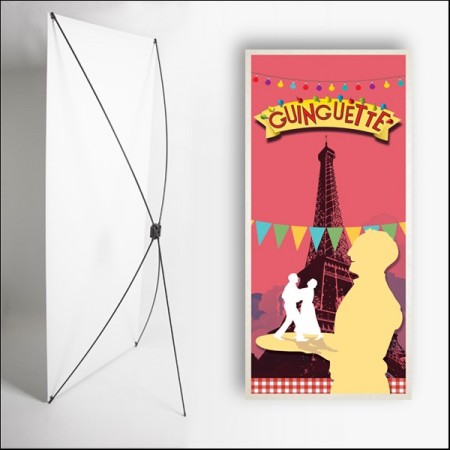 Kakemono Guinguette 1  - 180 x 80 cm - Toile M1 avec structure  X- Banner