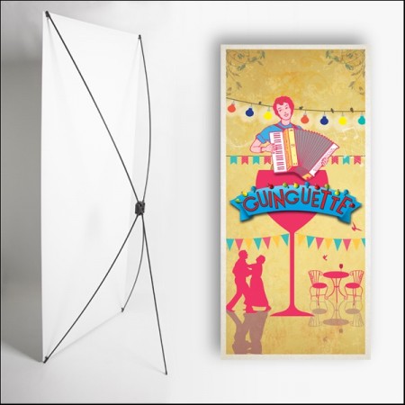 Kakemono Guinguette 4  - 180 x 80 cm - Toile M1 avec structure  X- Banner