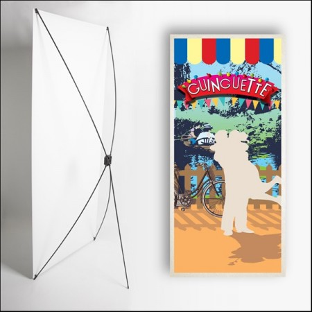 Kakemono Guinguette 6 - 180 x 80 cm - Toile M1 avec structure X- Banner