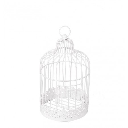 Cage vintage métal blanc 20 x 20 x 30 cm